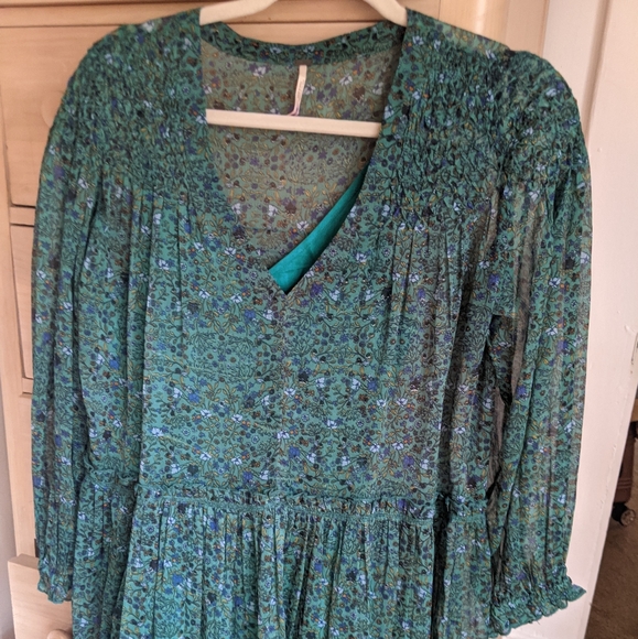 Free People Green Floral Midi Dress - Picture 2 of 2